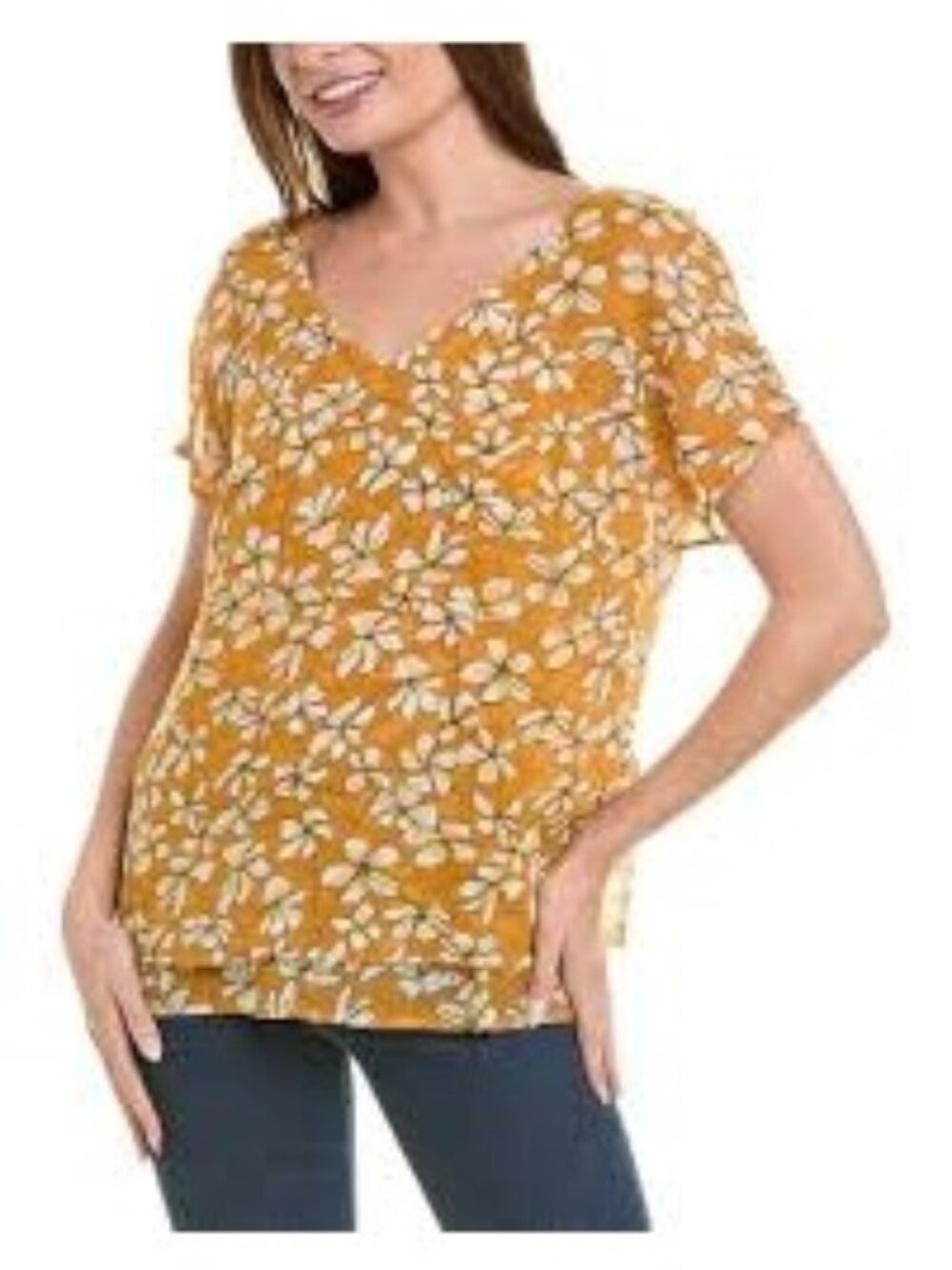 CABI Thrive Chiffon Butterscotch Top Small
